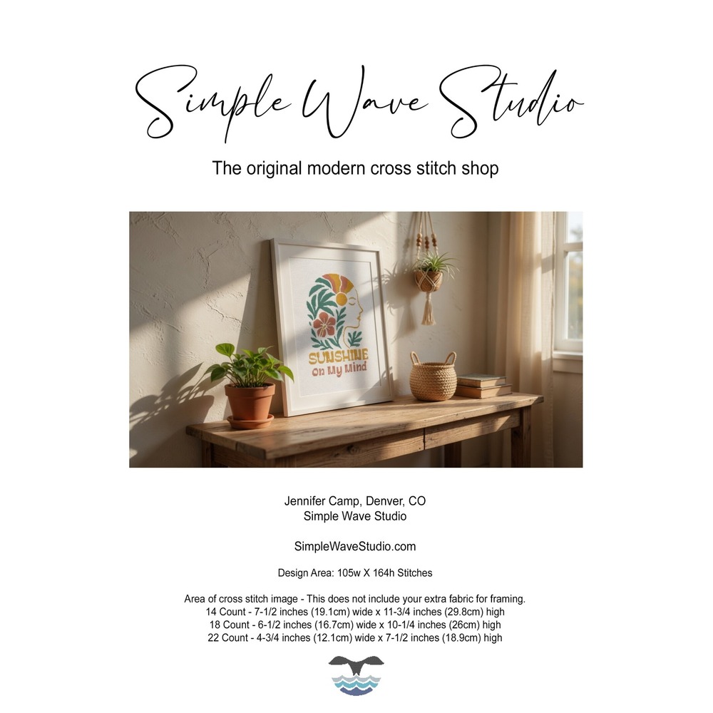 Sunshine on my Mind Boho Counted‎ Cross Stitch Pattern